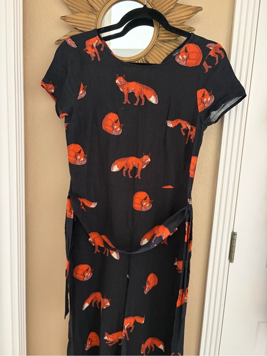Modcloth Pants - Mod Cloth Fox Print Linen Women’s Pantsuit Tie String Waist S